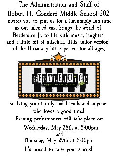 Beetle Juice Jr. production Flyer of information